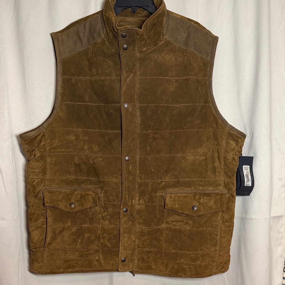 NWT Roundtree & Yorke Men's‎ Light Brown Tan Suede Leather Vest 3X Tall